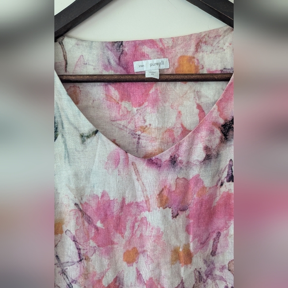 J. Jill 100% Linen XS Watercolor Floral Dress w/ kangaroo Pocket Pullover - Picture 5 of 13